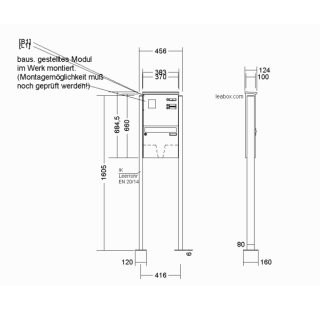 Briefkasten freistehend EFH EDELSTAHL HIKVISION DS-KD-8003 vorbereitet